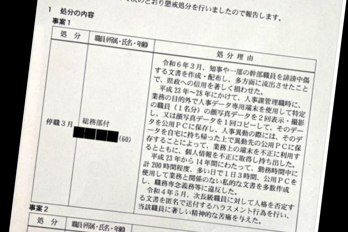 渡瀬元県民局長の懲戒理由